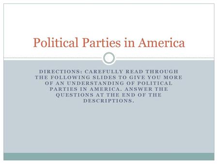 Political Parties in America