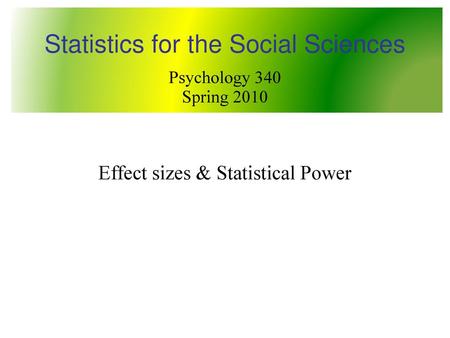 Statistics for the Social Sciences