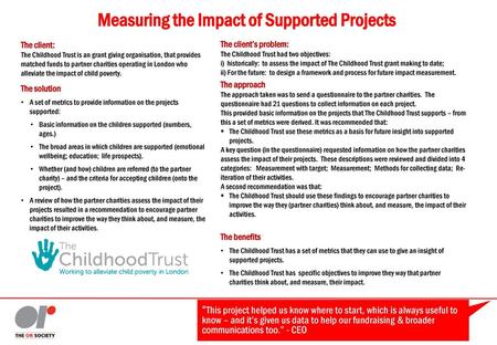 Measuring the Impact of Supported Projects