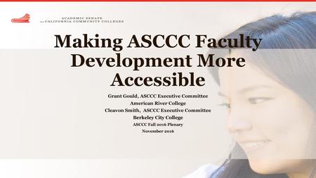 Making ASCCC Faculty Development More Accessible