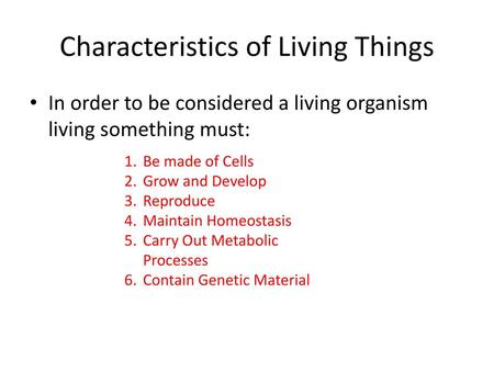 Characteristics of Living Things