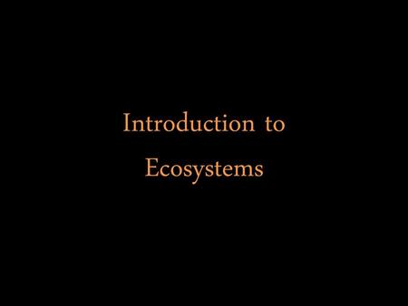 Introduction to Ecosystems