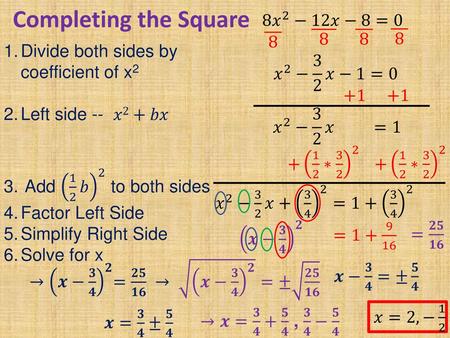 Completing the Square 8 