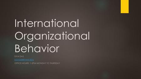 International Organizational Behavior