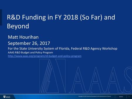 R&D Funding in FY 2018 (So Far) and Beyond