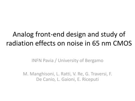 INFN Pavia / University of Bergamo