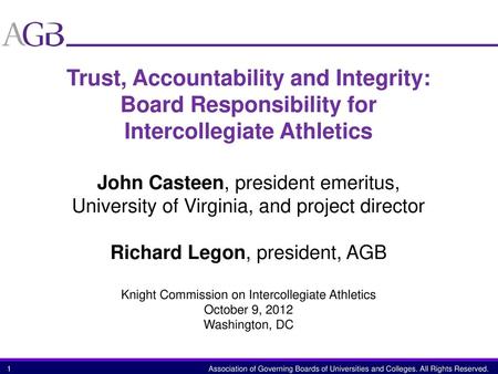 Trust, Accountability and Integrity: Board Responsibility for