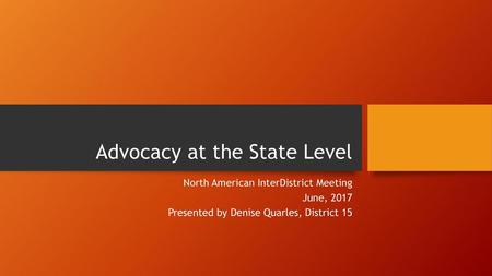 Advocacy at the State Level