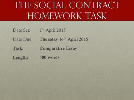 THE SOCIAL CONTRACT HOMEWORK TASK