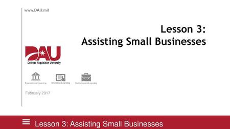 Lesson 3: Assisting Small Businesses