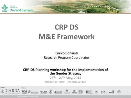 CRP DS M&E Framework Enrico Bonaiuti Research Program Coordinator