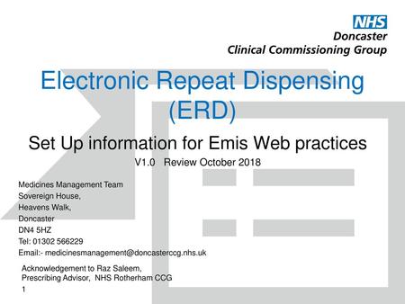 Electronic Repeat Dispensing (ERD)