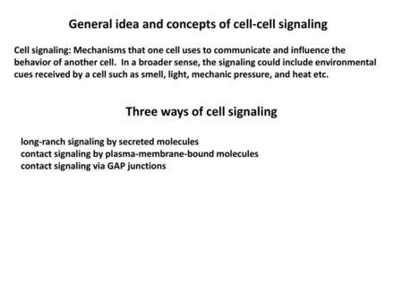 General idea and concepts of cell-cell signaling