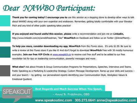 Dear NAWBO Participant: