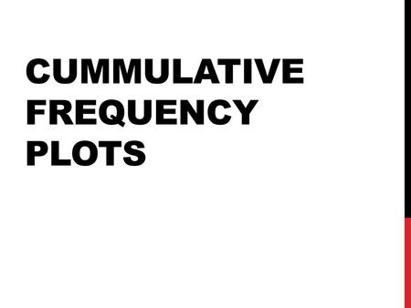 Cummulative Frequency Plots