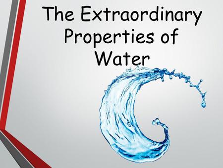 The Extraordinary Properties of Water