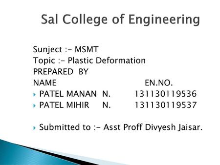 Sal College of Engineering