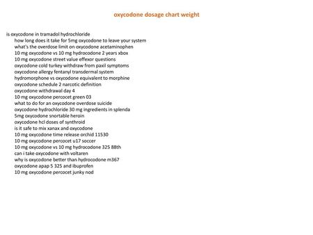 oxycodone dosage chart weight