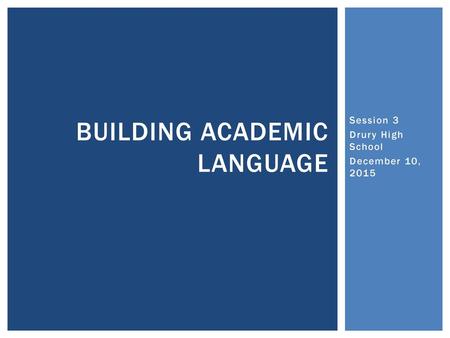 Building Academic Language