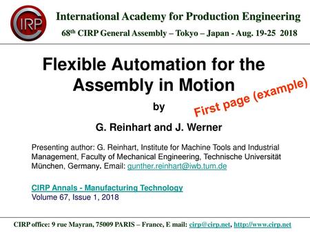 Flexible Automation for the Assembly in Motion