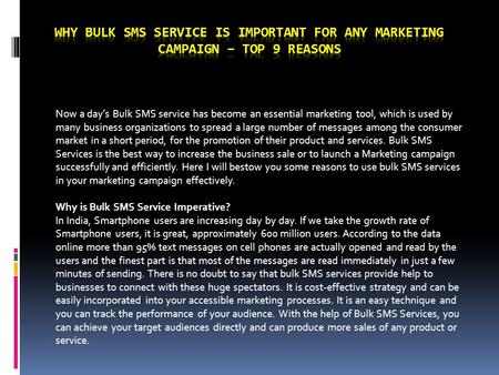 Why Bulk SMS Service is important for any Marketing Campaign – Top 9 Reasons