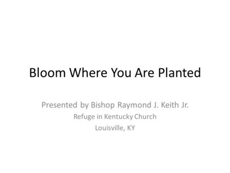 Bloom Where You Are Planted