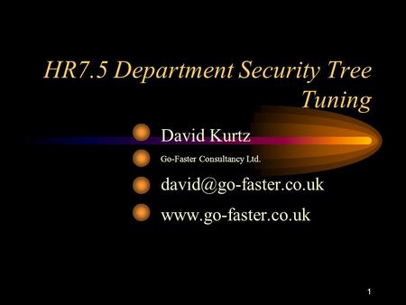 HR7.5 Department Security Tree Tuning