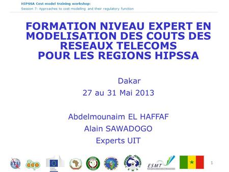 HIPSSA Cost model training workshop: Session 7: Approaches to cost modelling and their regulatory function 1 FORMATION NIVEAU EXPERT EN MODELISATION DES.