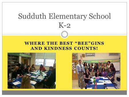 WHERE THE BEST “BEE”GINS AND KINDNESS COUNTS! Sudduth Elementary School K-2.