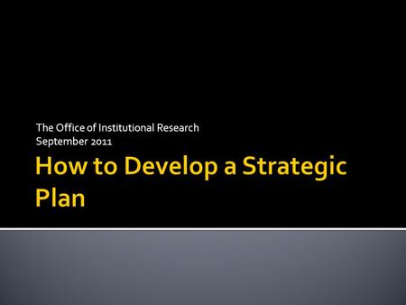 How to Develop a Strategic Plan