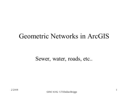 Geometric Networks in ArcGIS