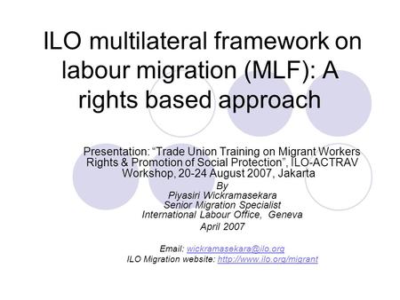 ILO Migration website: