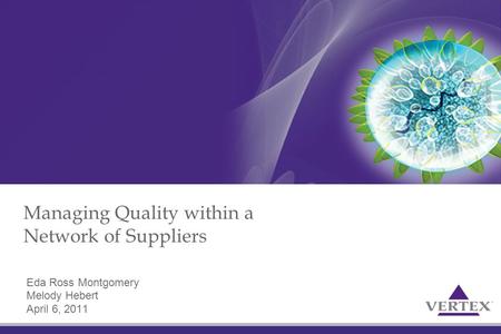 Managing Quality within a Network of Suppliers Eda Ross Montgomery Melody Hebert April 6, 2011.