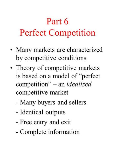 Part 6 Perfect Competition