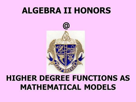 ALGEBRA II HONORS/GIFTED - SECTION 10-6