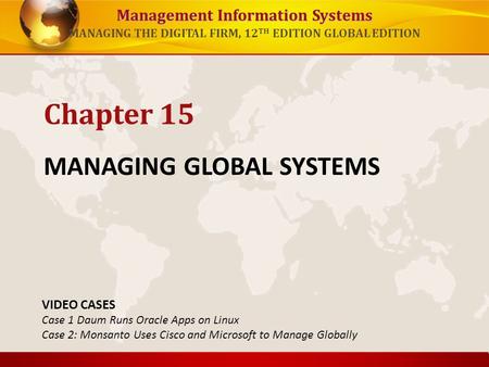 MANAGING GLOBAL SYSTEMS