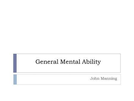 General Mental Ability