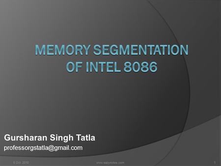 Memory Segmentation of Intel 8086