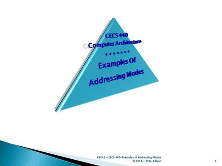 CSULB -- CECS 440–Examples of Addressing Modes © 2014 -- R.W. Allison 1.