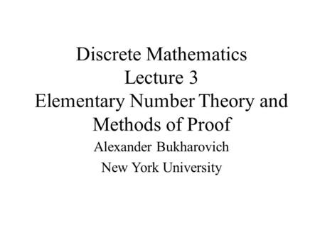 Discrete Mathematics Lecture 3