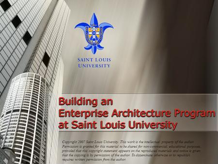 Building an Enterprise Architecture Program at Saint Louis University