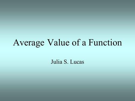 Average Value of a Function