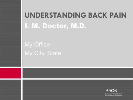 UNDERSTANDING BACK PAIN