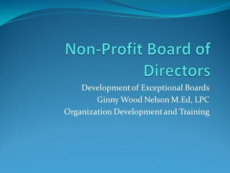 Non-Profit Board of Directors