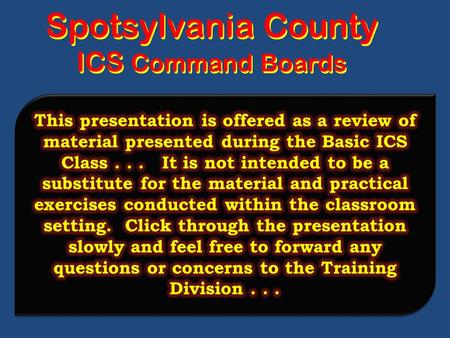 Spotsylvania County ICS Command Boards