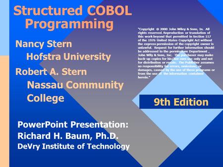 Structured COBOL Programming