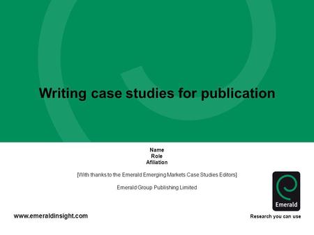 Writing case studies for publication