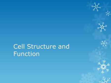 Cell Structure and Function