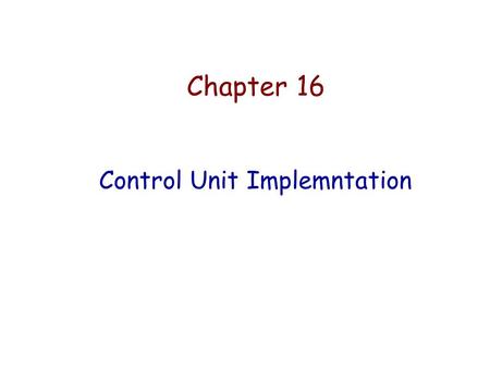 Control Unit Implemntation