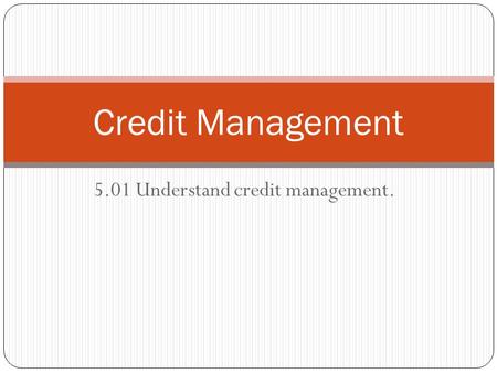 5.01 Understand credit management.